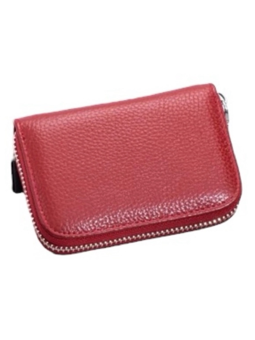 Red RFID Blocking Wallet Zip Around Credit Card Holder Case Size OS - Picture 2 of 7